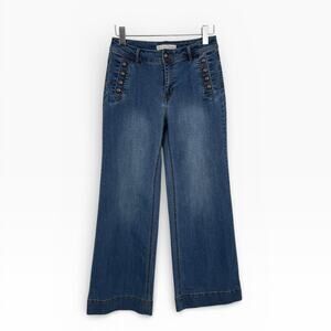 Cato classic jeans women's 6 wide leg sailor mid rise blue denim